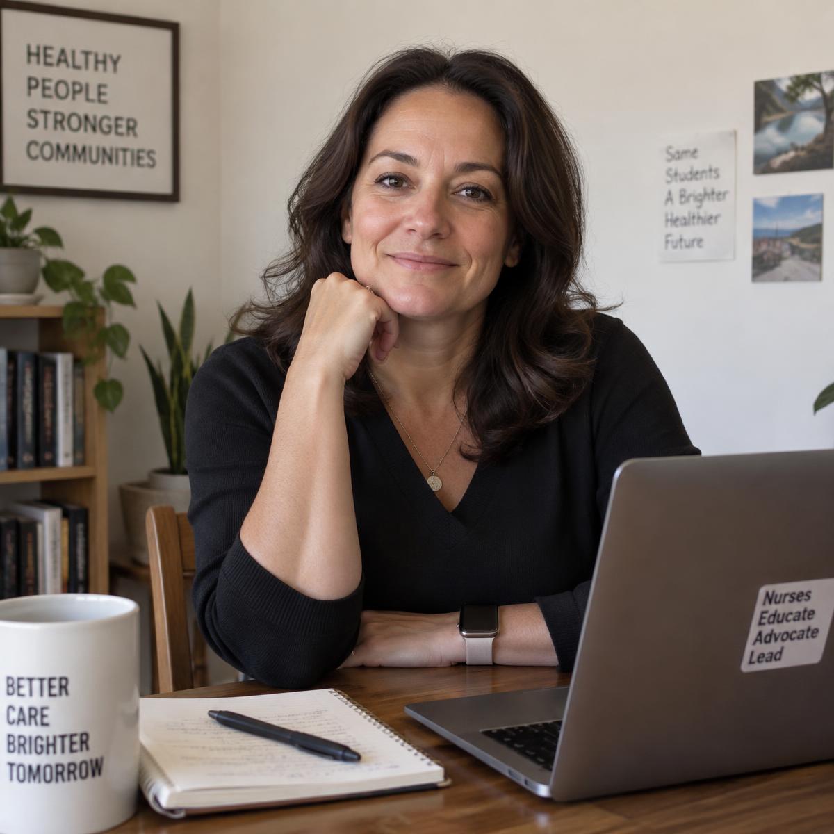 Elena, a nurse educator, at her desk